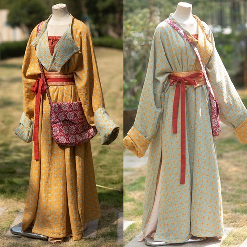 青泠谷原创汉服小团花全棉色织秋季双面穿圆领袍