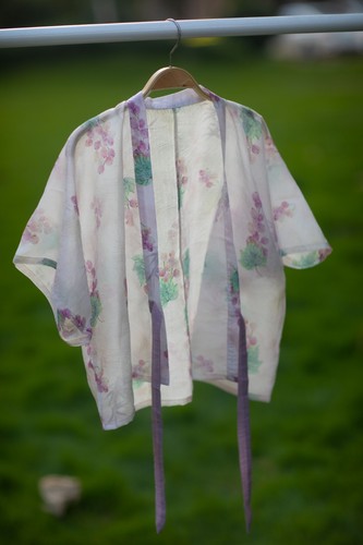 青泠谷原创小葡萄莱赛尔亮丝对襟背子