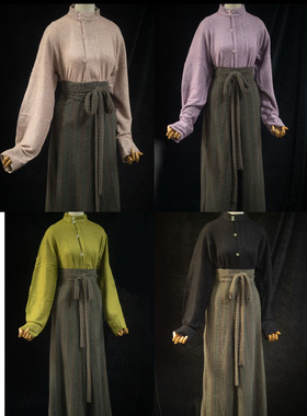 青泠谷原创毛衣圆领衫子齐腰裙套装