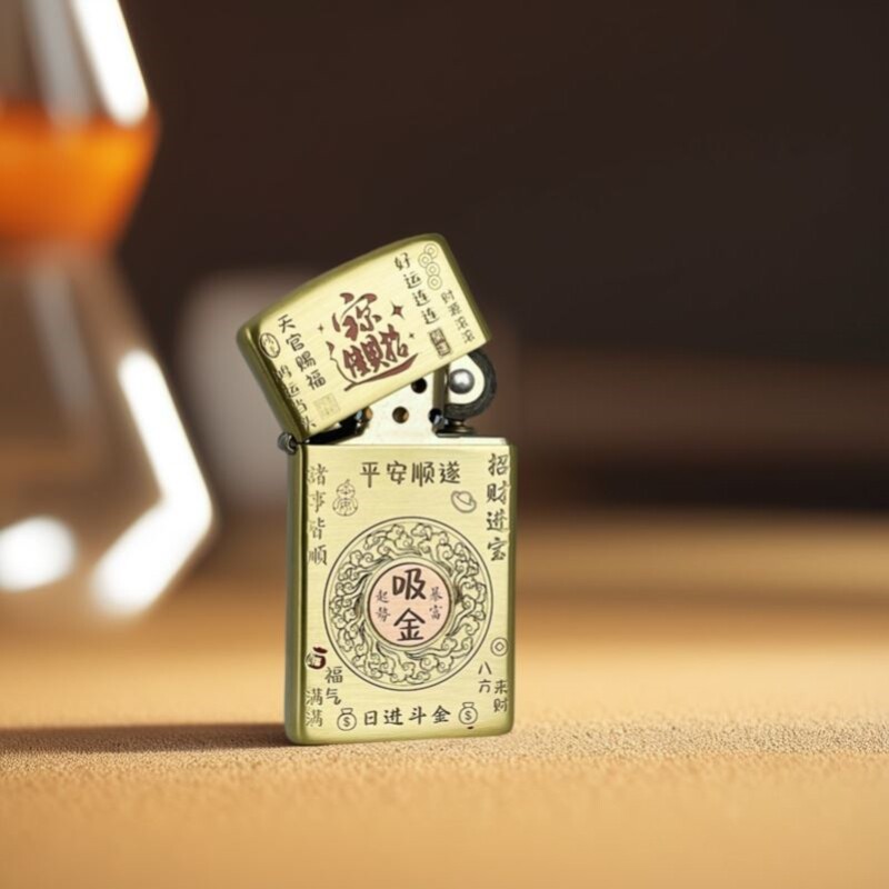 打火机zippo正品吸金符 平安招财令纤巧超薄打火机便携送男士礼物