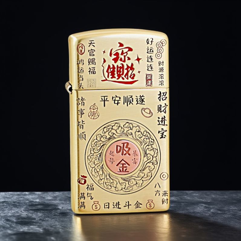 打火机zippo正品吸金符平安招财纤巧超薄窄机ZP便携送男士礼物