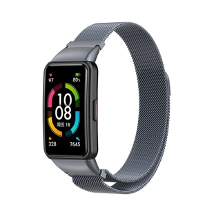 适用华为手环honor band6荣耀手环6金属磁吸米兰表带不锈钢回环带