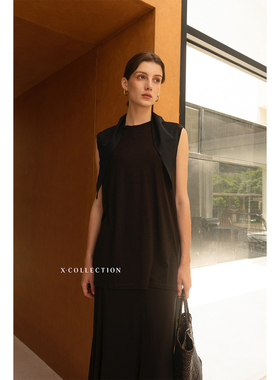 xcollection25夏新品干爽超薄微透天丝羊毛原创无袖背心百搭舒适