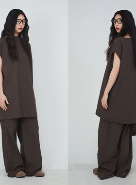 Xcollection25 夏新品一字领匹马棉慵懒套装美学极简