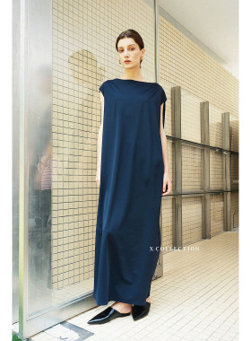 xcollection25夏新品意大利进口廓形一字领空气感连衣裙醋酸宽松