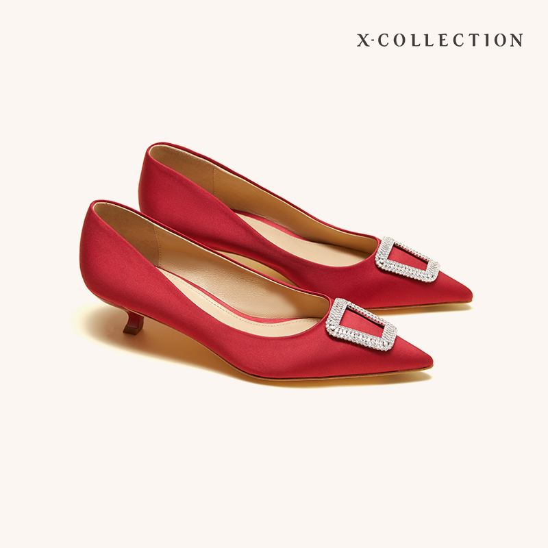 春夏新品钻扣酒杯真皮底高跟鞋