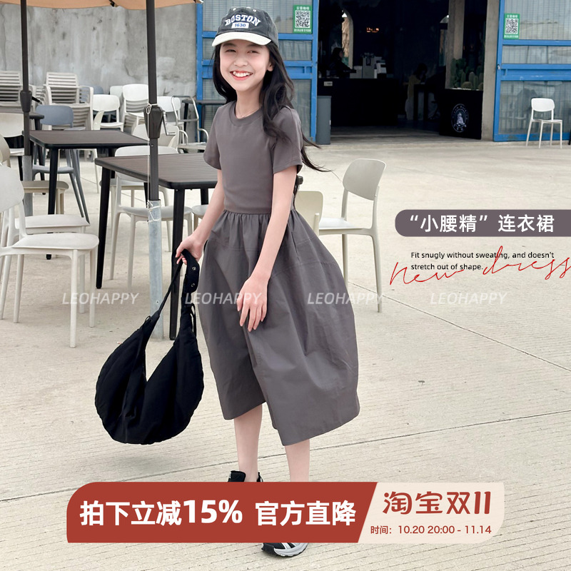 女童连衣裙儿童纯棉针织短袖裙子