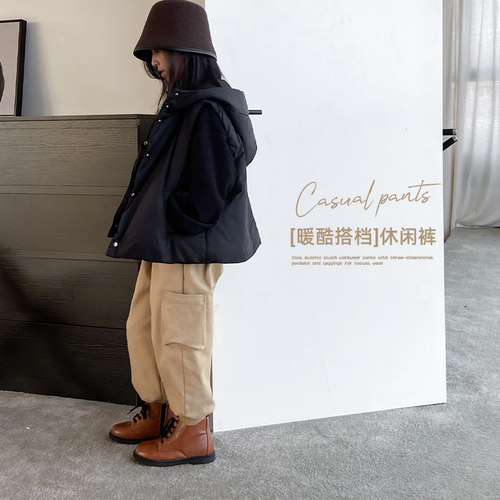 女童裤子加绒弹力儿童束脚休闲裤
