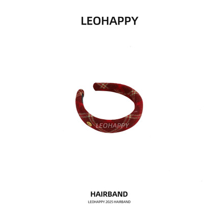 LEOHAPPY红运格复古格纹高颅 顶本命年发箍