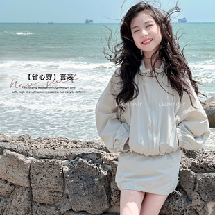 LEOHAPPY女童套装春夏款儿童外套速干运动裤裙中大童洋气两件套N
