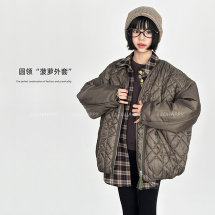 LEOHAPPY女童外套2025新款秋冬儿童棉服菱格大童羽绒棉服亲子上衣