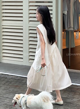 LEOHAPPY女童连衣裙夏季儿童公主裙背心裙缎面裙中大童洋气裙子