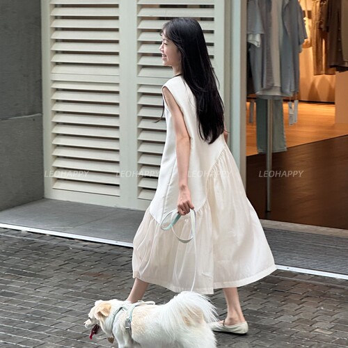 LEOHAPPY女童连衣裙夏季儿童公主裙背心裙缎面裙中大童洋气裙子