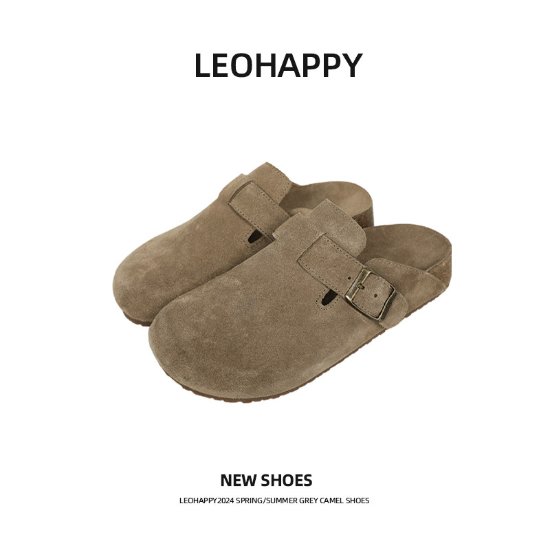 女童勃肯鞋儿童绒皮包头懒人单鞋