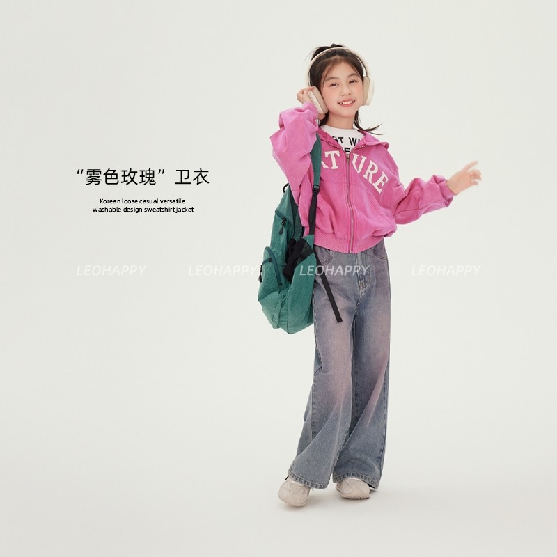 女童外套儿童洗水棉百搭字母卫衣