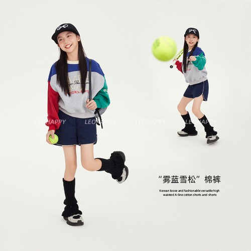 女童裤子儿童棉裤高腰休闲短裤