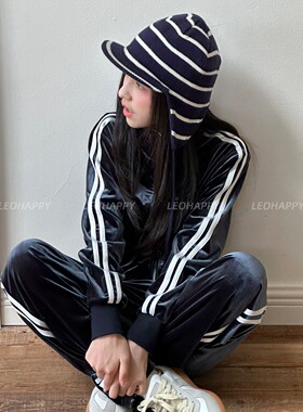 LEOHAPPY女童套装秋季儿童外套2026新款丝绒开衫阔腿裤亲子两件套