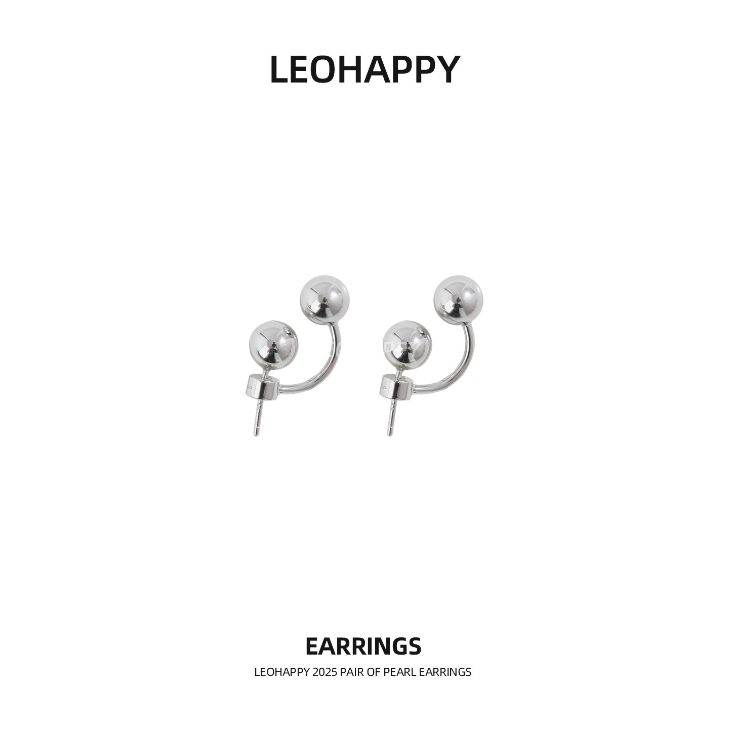 LEOHAPPY【曼尼时差】S925银/显脸小双珠C型耳环