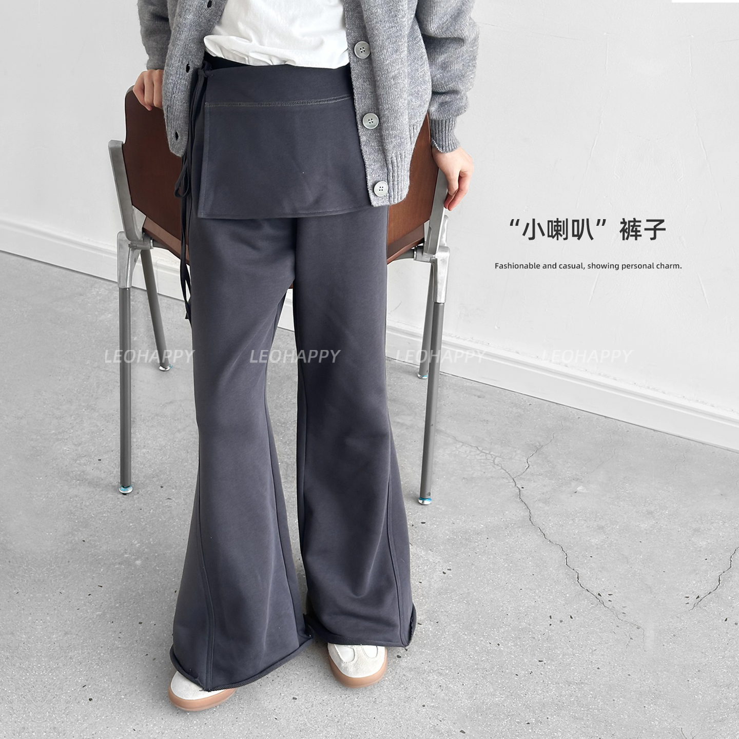 女童喇叭裤秋季假两件亲子休闲裤