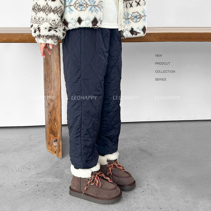 LEOHAPPY女童裤子2025新款冬儿童夹棉裤子中大童束脚保暖仿羽棉裤