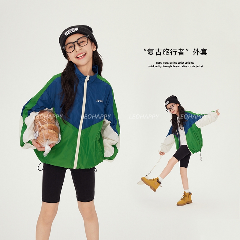 leobaby女童外套春秋款儿童开衫轻薄夹克中大童户外休闲运动上衣