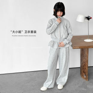 保暖两件套 秋冬儿童加绒卫衣外套休闲裤 LEOHAPPY女童套装 2025新款