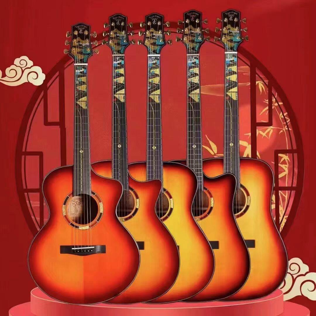 tigerrogen虎牌山路高颜值tg1020云杉木缺角全面单板电箱民谣吉他