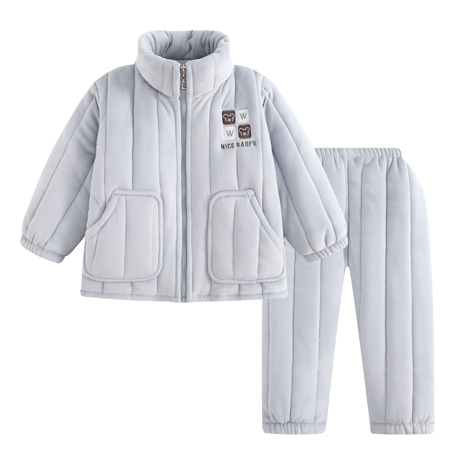 秋冬季法兰绒家居服套装男女童中大童三层夹棉保暖加绒拉链睡衣,童装/婴儿装/亲子装,家居服套装,淘宝优惠券,粉丝福利购,淘宝优惠卷