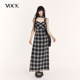 VOCK 裙子 海岛慵懒度假风荡领收腰显瘦吊带连衣裙无袖 Chill vibe