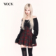 VOCK 高校派对 暗黑甜酷少女格子新年显瘦超高腰封鱼骨百褶半裙子