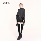 VOCK 古早千金 日系氛围感高领不规则新年上衣披肩斗篷外搭毛衣