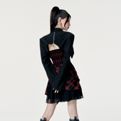 VOCK 外套显高显瘦 西装 炸街指南 暗黑辣妹廓形黑色原创拉链超短款