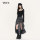 半裙子 辣妹不规则黑白格纹设计感百搭遮胯显瘦长款 VOCK 拽辣当道
