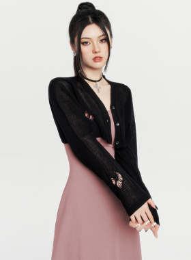 VOCK 氤氲心动 纹理爱心针织外套复古小众设计显瘦镂空长袖开衫女