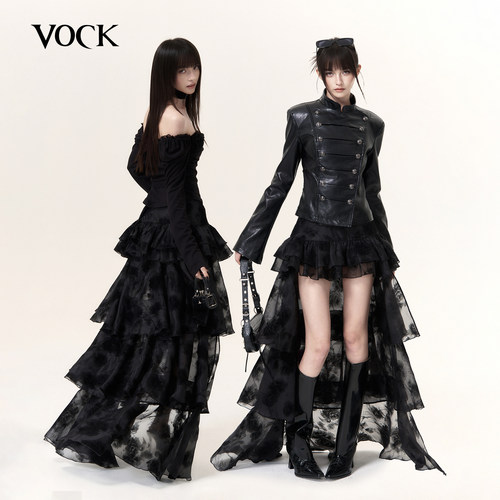 VOCK 暗里着迷 万圣设计感重工浪漫蓬蓬蛋糕半裙两穿不规则长裙子