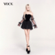 VOCK 夜幕天使 丝绒设计感情人节气质收腰显瘦连衣裙礼服小黑裙子