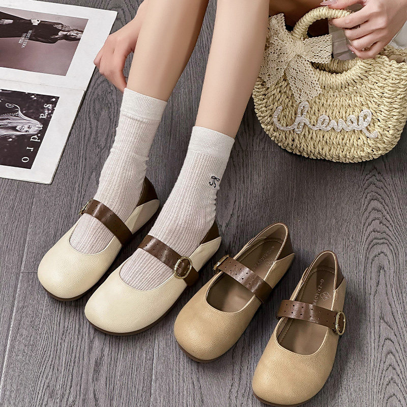 平底复古森系玛丽珍鞋女鞋2025春秋新款圆头一字带浅口配裙子单鞋,女鞋,玛丽珍鞋,淘宝优惠券,粉丝福利购,淘宝优惠卷