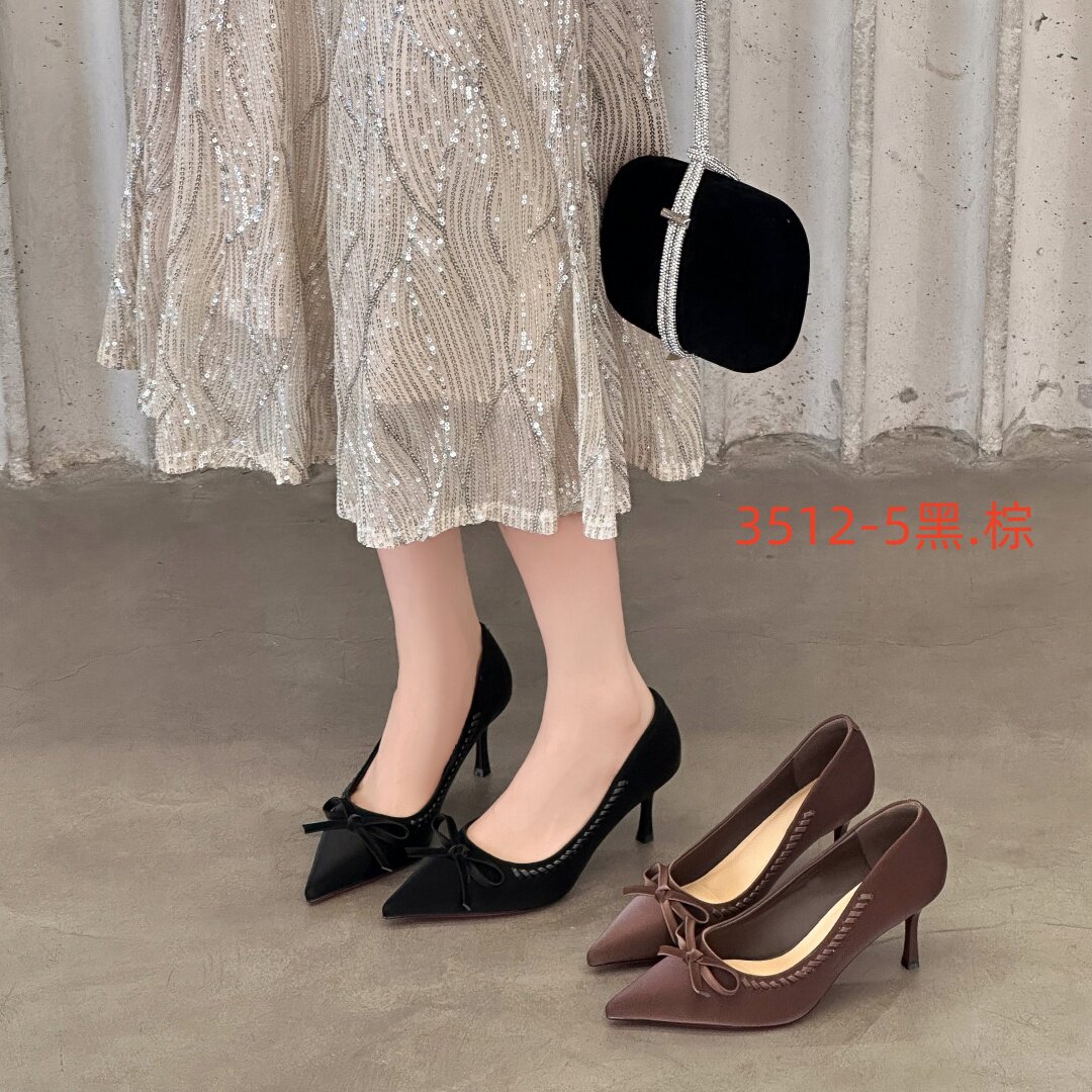 黑色蝴蝶结浅口红底女高跟鞋细跟通勤不累脚2025年秋季新款单鞋