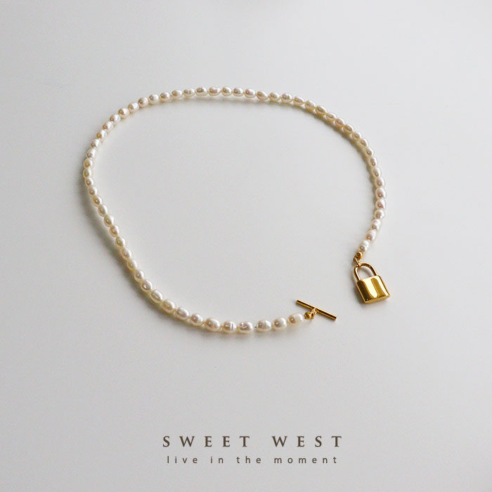 甜西士多lock/ 珍珠项链ot扣精致锁choker锁骨链短款简约镀金项链