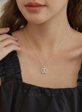 甜西士多925银打结麻花小众项链