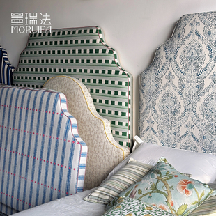 轻法式布艺床头板中古风可拆洗床设计师高档软包床适配电动智能床