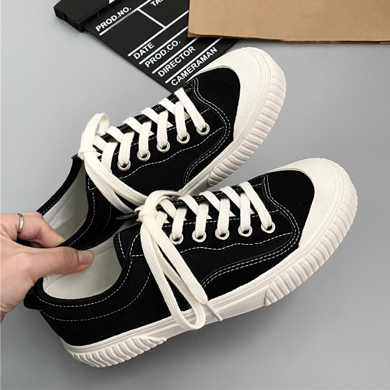 2023秋新款帆布鞋山本小黑鞋鞋子女ins潮板鞋百搭chic港风运动鞋