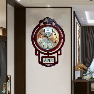 新中式挂钟客厅家用时尚中国风万年历轻奢大气时钟表带日历石英钟