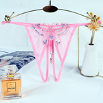 性感开裆蕾丝布内裤女日系纯欲风吊坠刺绣亮片丁字裤女士低腰t裤