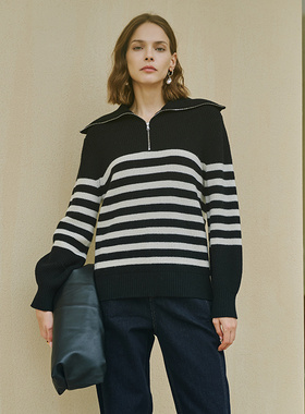 真我永恒2024冬季新品条纹中款套头毛衣毛衫2442B62070正品吊1199