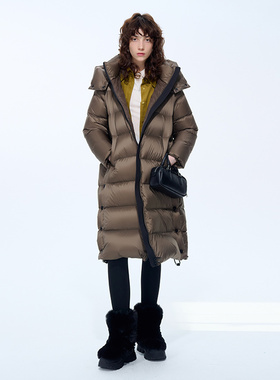 真我永恒2024冬季新品中长款女士连帽羽绒服2445A73147正品吊2999