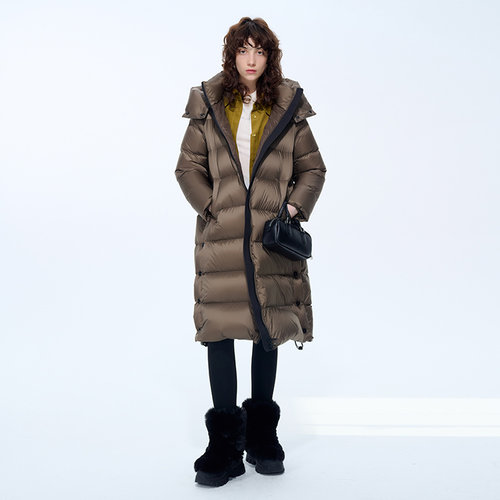 真我永恒2024冬季新品中长款女士连帽羽绒服2445A73147正品吊2999
