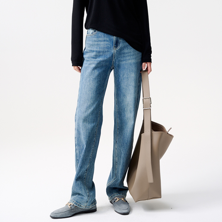 真我永恒2024秋季新品女士中腰直筒牛仔长裤2436C25223正品吊699