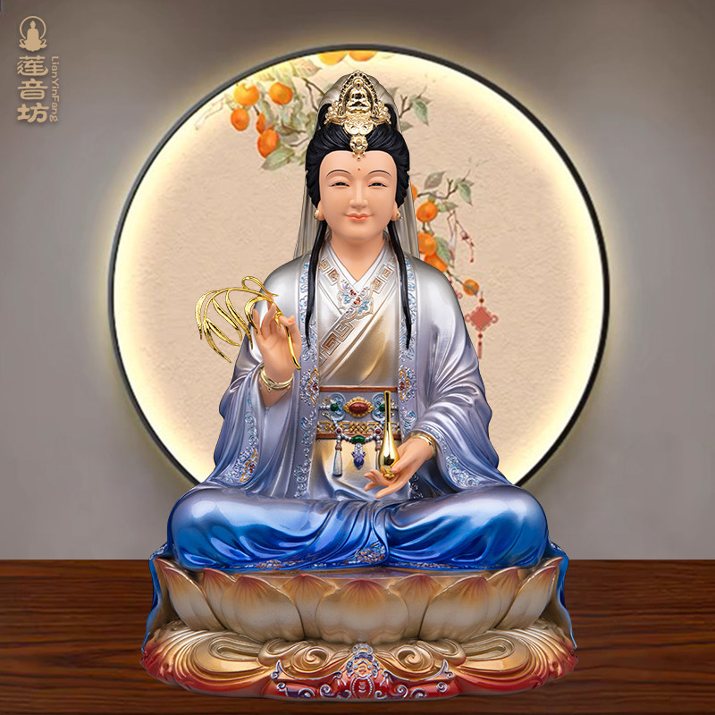 树脂彩绘妙善观音菩萨佛像摆件