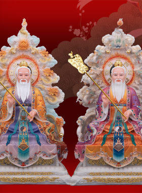 太上老君神像汉白玉摆件